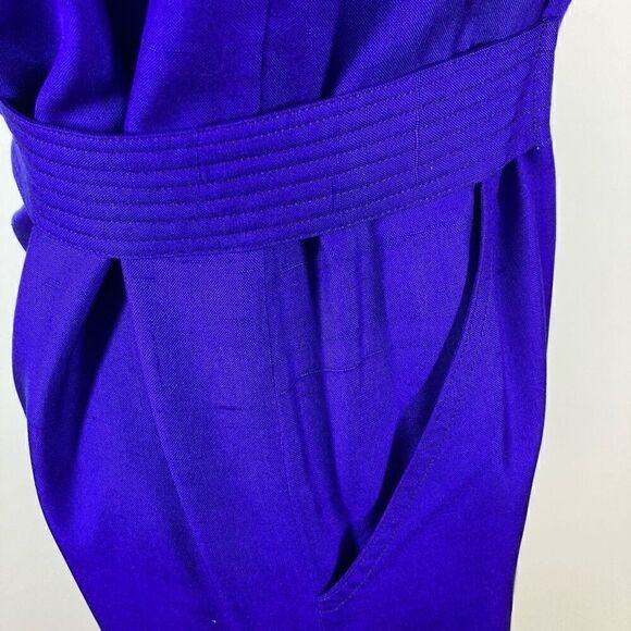 MBR International 6 S Cobalt Blue Silk Dress 1980s Does 1940s Volup VTG Midi - Picture 11 of 11